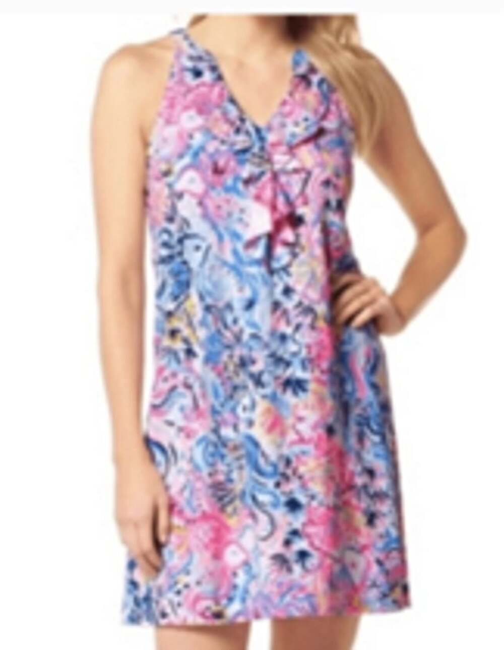 Lilly Pulitzer Shay Dress in So Sofishticated Sleeveless Ruffle Shift Pink Small